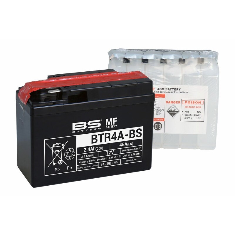 Batterie Honda Sj 50 Bali (af32) Sans Entretien Avec Pack Acide - Btr4a-Bs