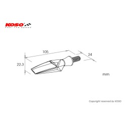 Clignotant koso mars led argent/translucide universel  vendu à l'unité